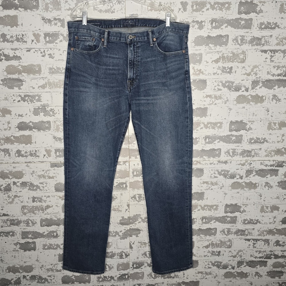 Lucky Brand Jeans Mens 38x33 Medium Blue Whiskered Wash 363 Vintage Straight Leg